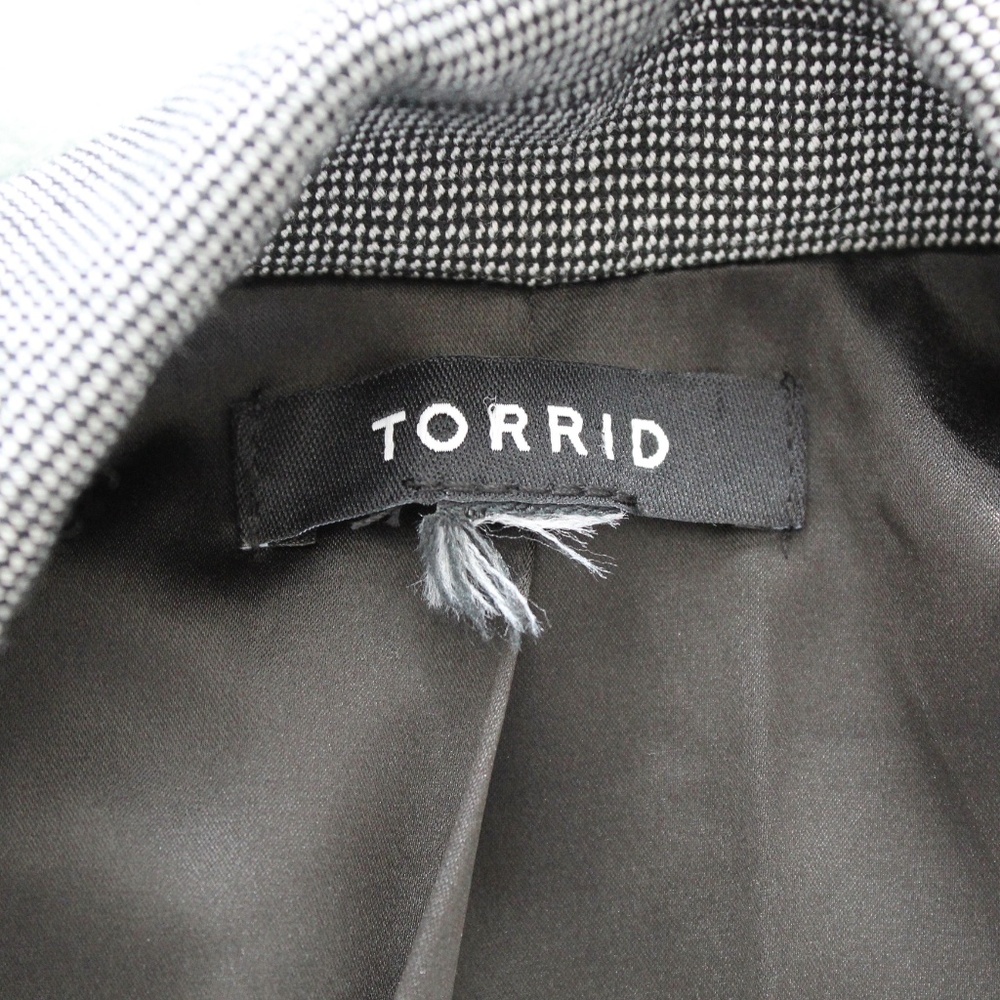 Black & White Micro-Check Print Open Front Double-Breasted Blazer - Picture 8 of 9